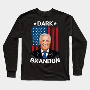 Dark Brandon Funny Meme Saving America Pro Biden USA Flag Long Sleeve T-Shirt